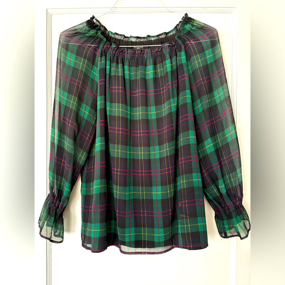 Talbots black watch  tartan top
